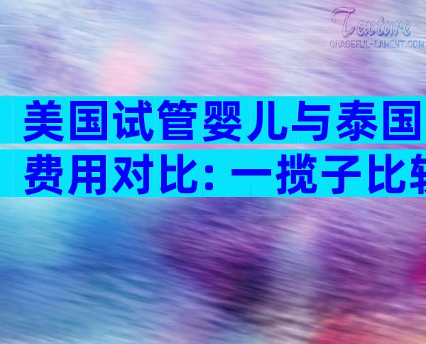 美国试管婴儿与泰国费用对比: 一揽子比较